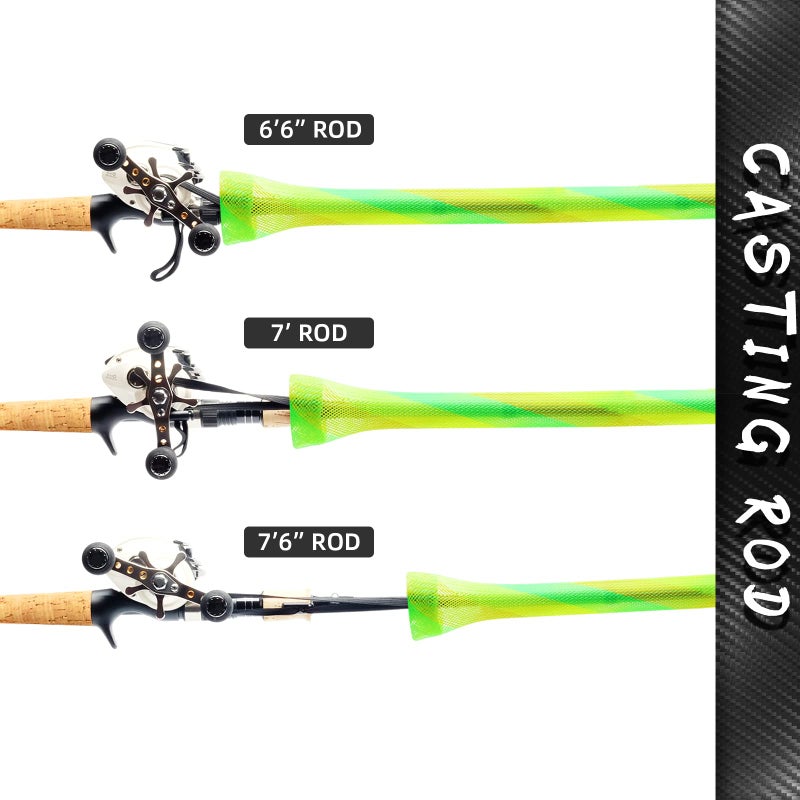 SF Standard Baitcaster Casting Fishing Rod Sock - Green-Gold-2PCS Fit Casting Rod 6-1/2FT to 7-1/2FT - Image 5